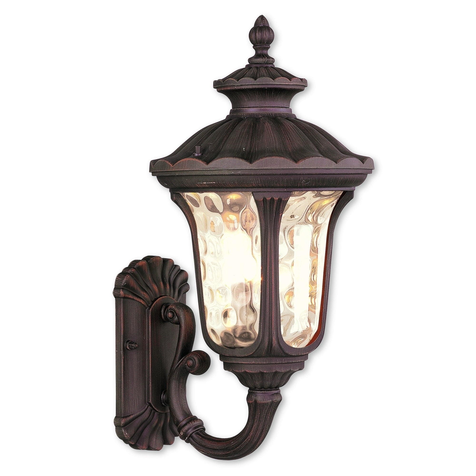 Imperial Bronze Traditional Outdoor Wall Lantern with Light Amber Water Glass