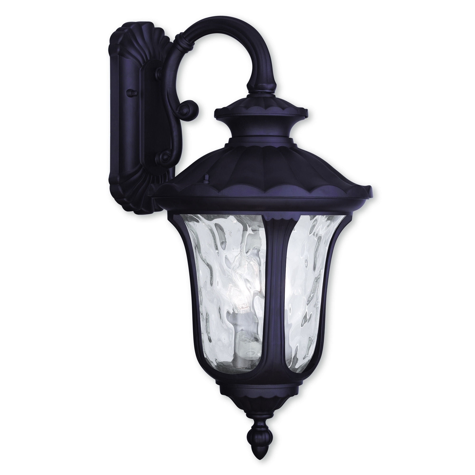 Oxford Elegance Bronze 3-Light Outdoor Wall Lantern with Clear Water Glass