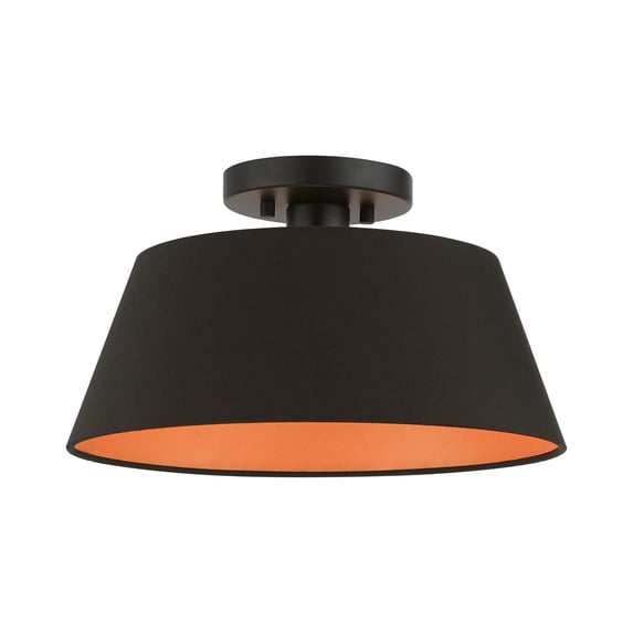 51357-04 Livex Lighting Palma - 1 Light Semi-Flush Mount In Transitional Style-7.5 Inches Tall and 13 Inches Wide-Black Finish