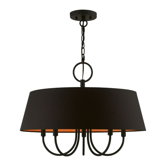 51355-04 Livex Lighting Palma - 5 Light Pendant In Transitional Style-17.5 Inches Tall and 23 Inches Wide-Black Finish    -Traditional Installation