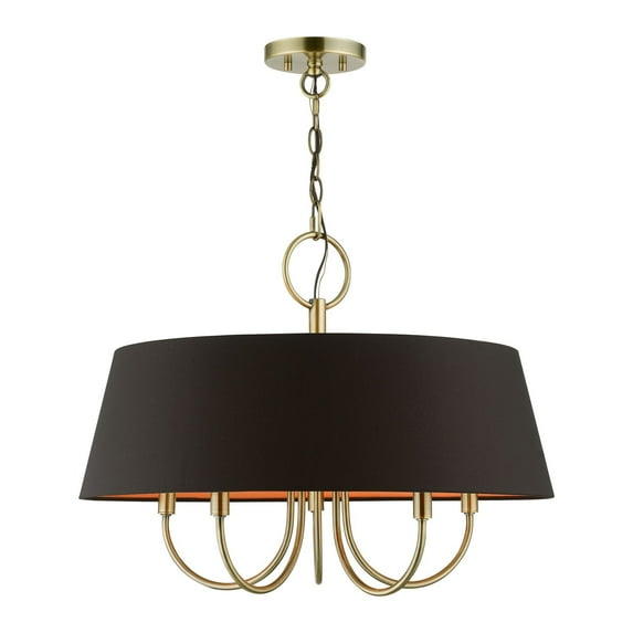 51355-01 Livex Lighting Palma - 5 Light Pendant In Transitional Style-17.5 Inches Tall and 23 Inches Wide-Antique Brass Finish -Traditional