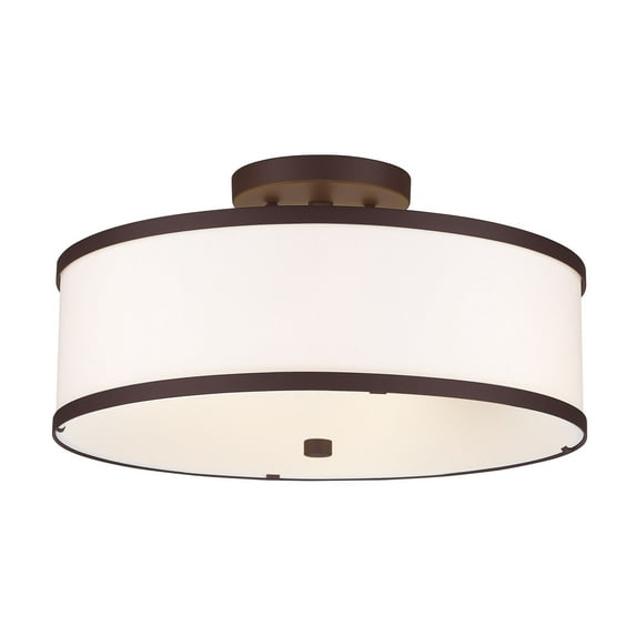 62628-07 Livex Lighting Park Ridge - 3 Light Semi-Flush Mount in New Traditional Style - 15 Inches wide by 8 Inches high-Bronze Finish