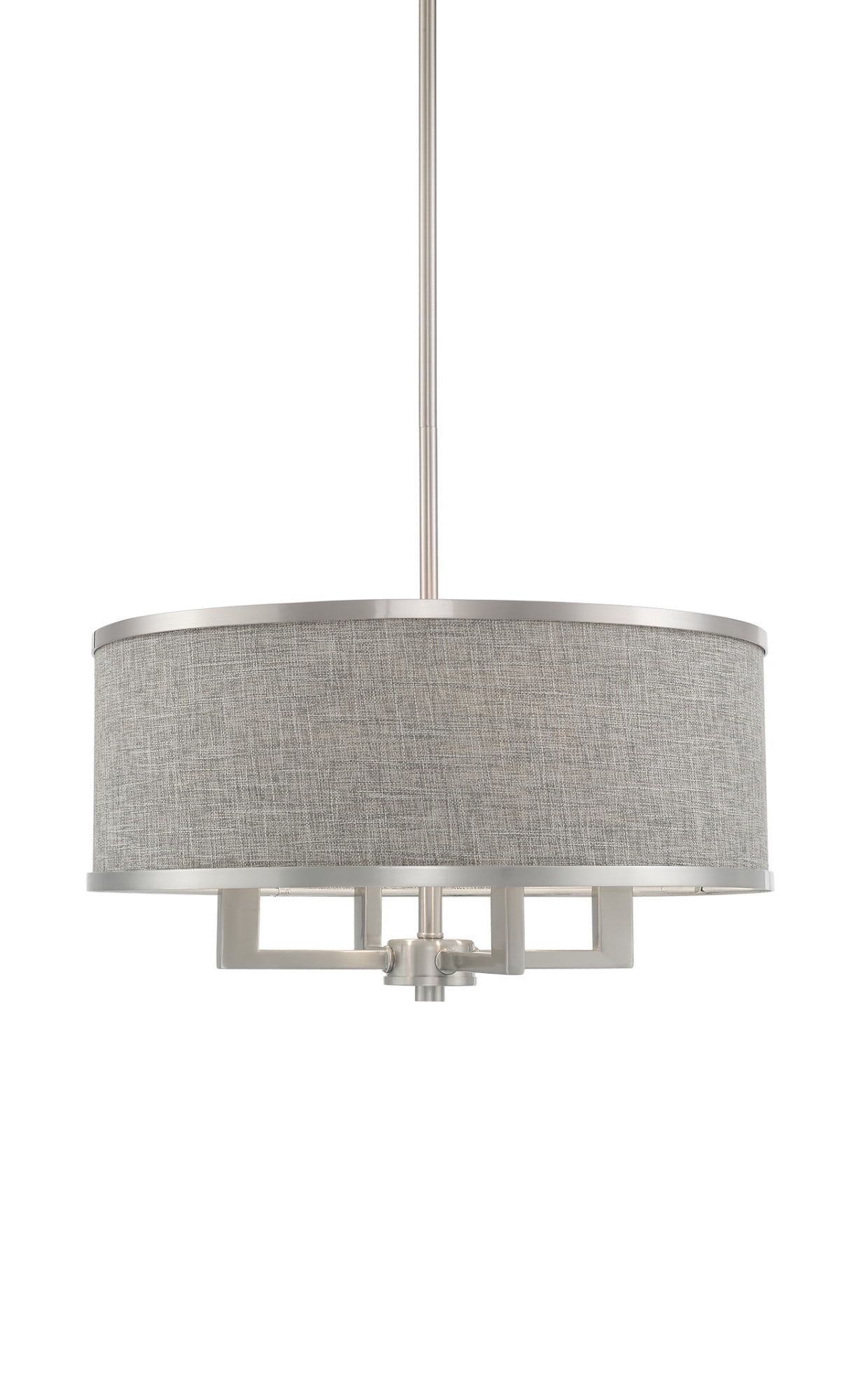 Brushed Nickel Mini Drum Chandelier with Gray Shade