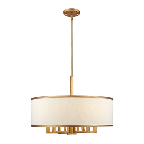 Livex Lighting Park Ridge 24" 7-Light Metal/Fabric Chandelier in Antique Gold