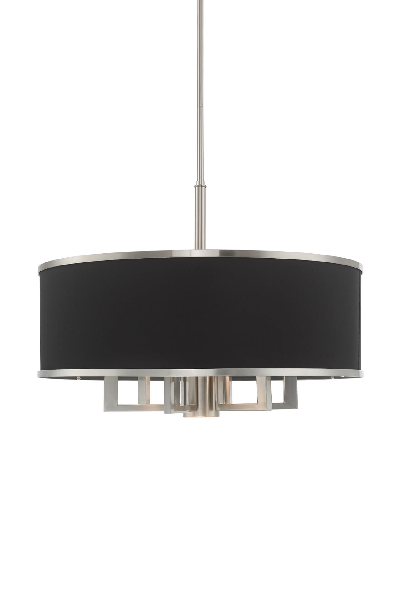 Park Ridge 7-Light Brushed Nickel Chandelier with Black Fabric Shade