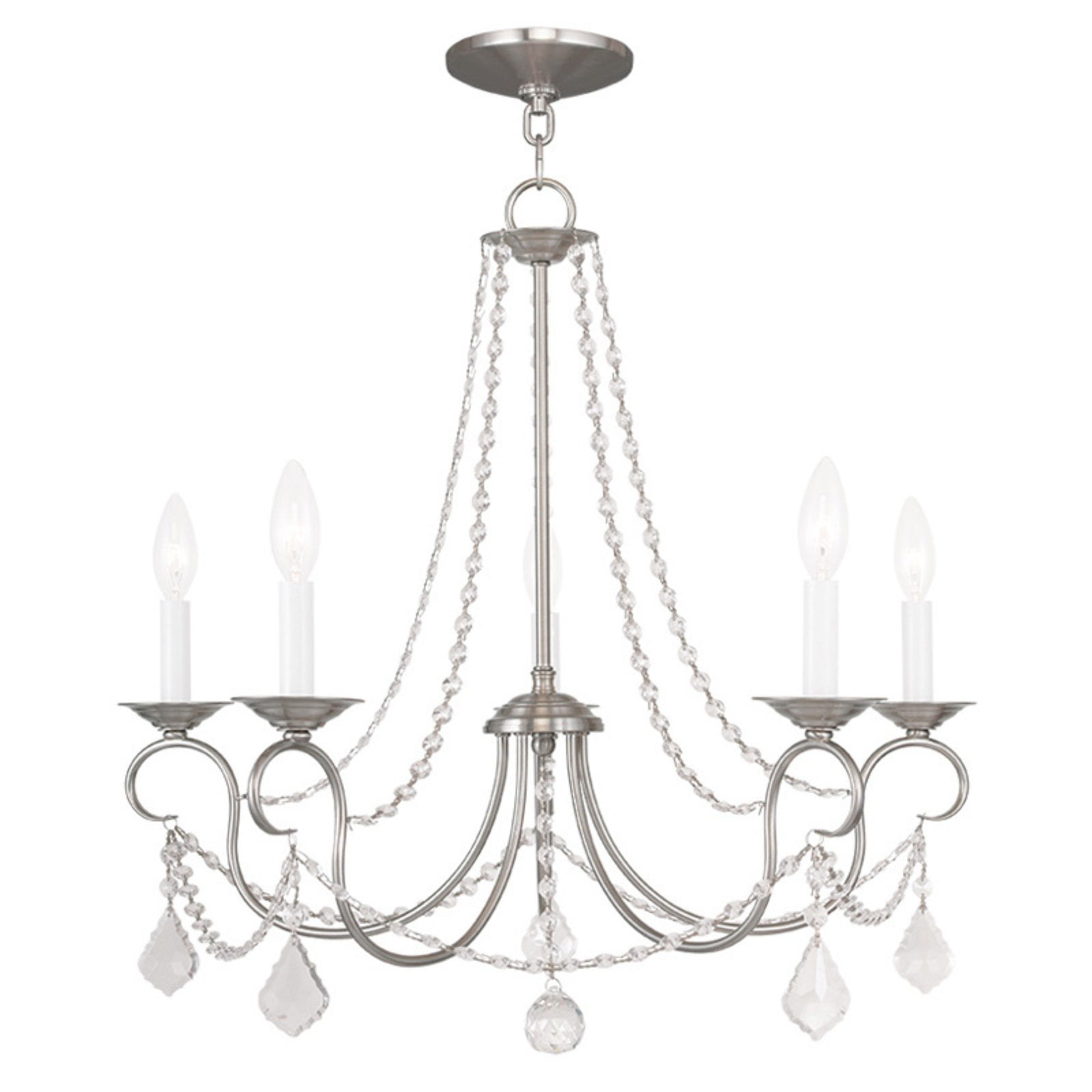 Brushed Nickel Mini 5-Light Candelabra Chandelier
