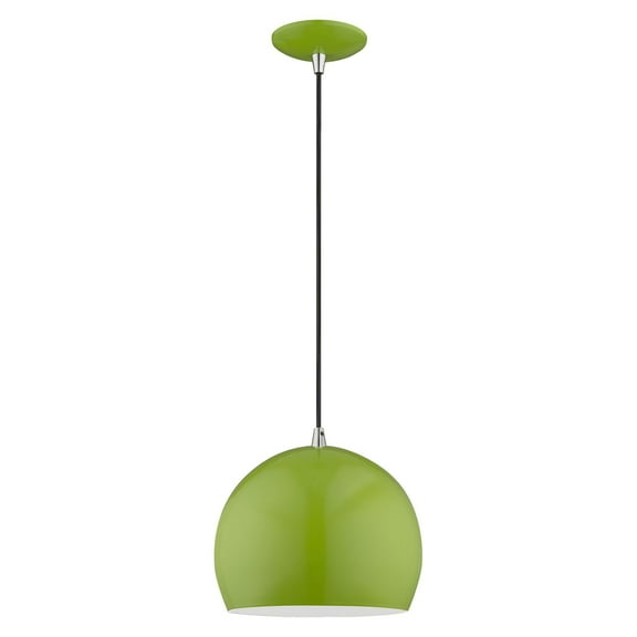 Livex Lighting 1-Light Modern Metal Single Pendant with Shade in Apple Green