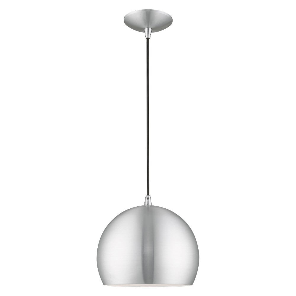 Livex Retro Brushed Aluminum Mini Pendant Light - White Interior