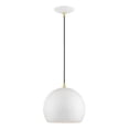 thumbnail image 1 of 41181-69 Livex Lighting Piedmont - 1 Light Globe Pendant In Industrial Style-15 Inches Tall and 10 Inches Wide-Shiny White/Polished Brass Finish, 1 of 10
