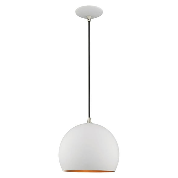 Livex Lighting 1-Light Modern Metal Single Pendant with Shade in White