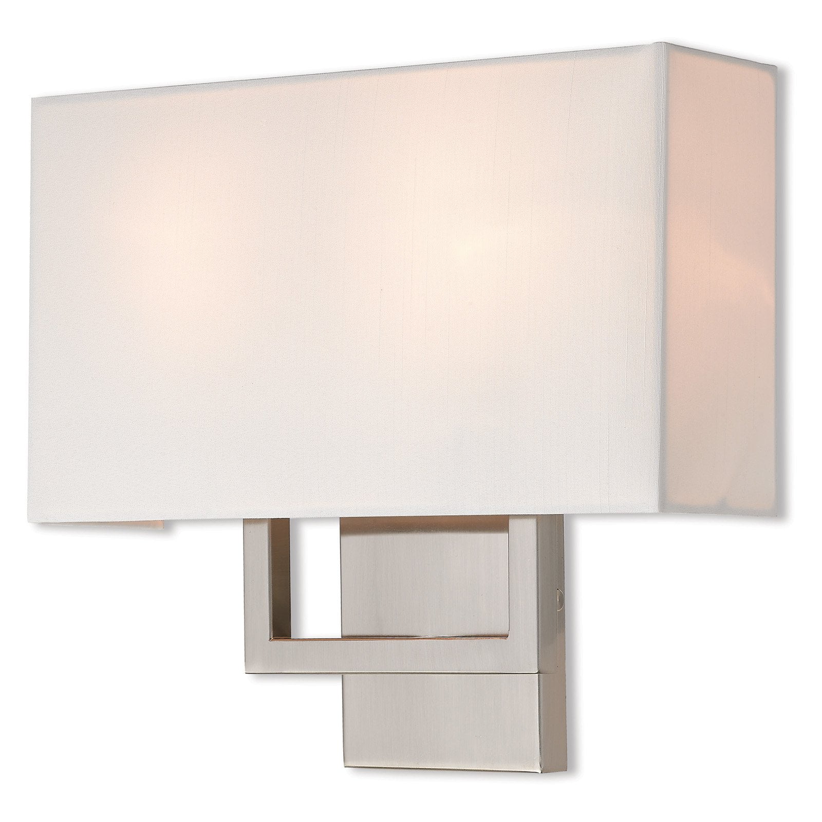 Pierson 2-Light Brushed Nickel Wall Sconce with Off-White Shade