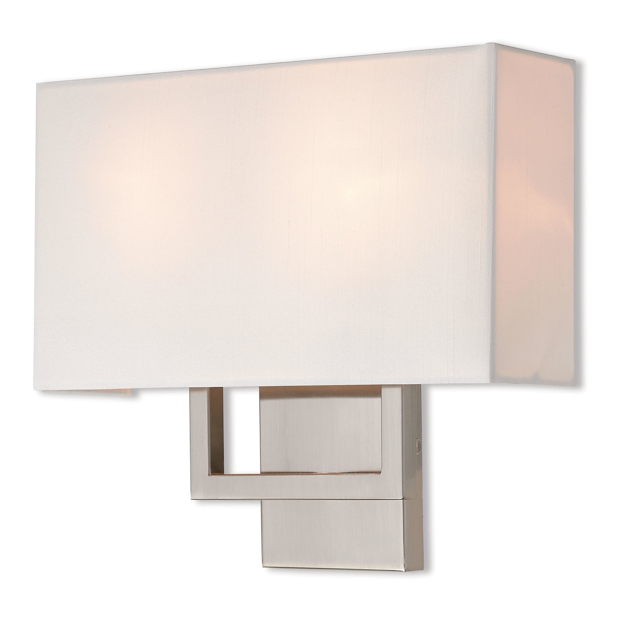 Pierson 2-Light Brushed Nickel Wall Sconce with Off-White Shade