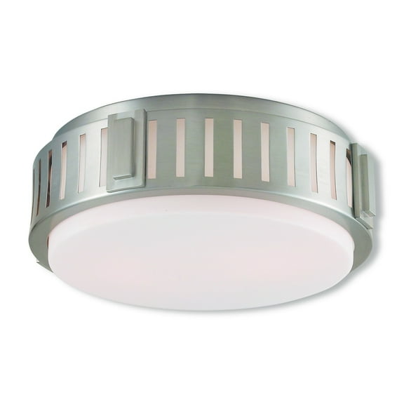 Brushed Nickel 2 L Portland Livex Flush Mount Ceiling Fixture Sale Lamp 65512-91