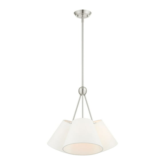 40563-91 Livex Lighting Prato - 3 Light Chandelier in Modern Style - 21 Inches wide by 20.5 Inches high-Brushed Nickel Finish    -Traditional