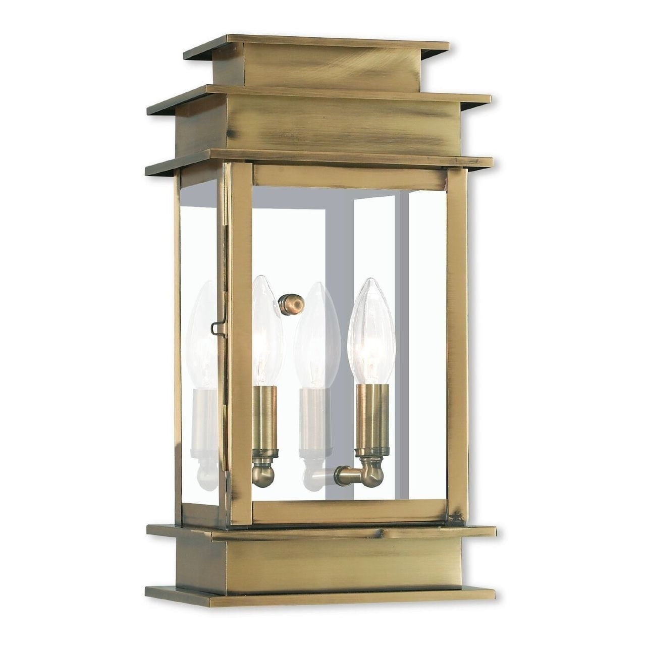 Princeton Antique Brass 2-Light Outdoor Wall Lantern with Clear Glass
