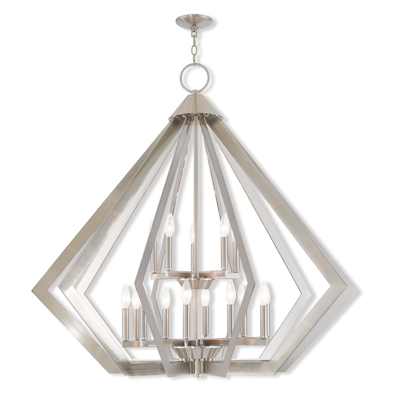 Prism Brushed Nickel 15-Light Modern Industrial Chandelier