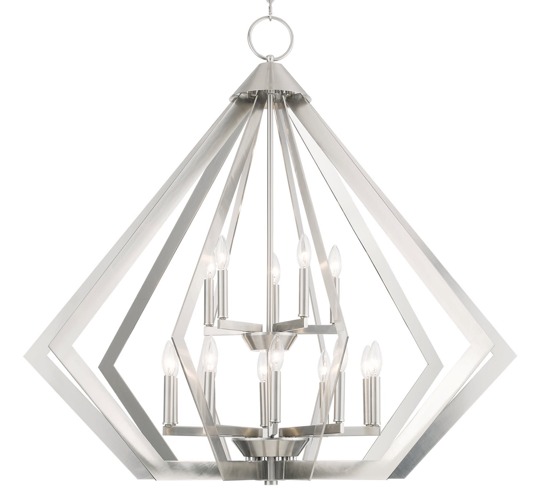 Prism Brushed Nickel 15-Light Modern Industrial Chandelier