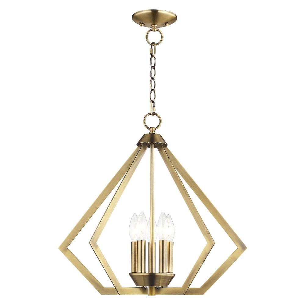 Antique Brass Crystal 5-Light Candelabra Chandelier