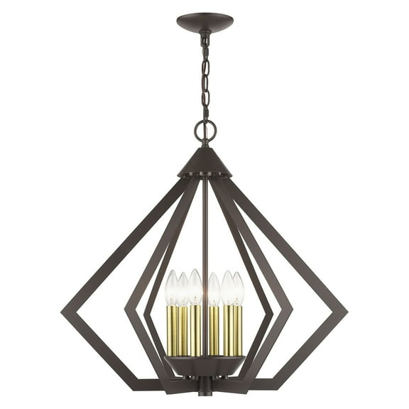 40926-92 Livex Lighting Prism - 6 Light Chandelier In Geometric Style-25 Inches Tall and 26 Inches Wide -Traditional Installation