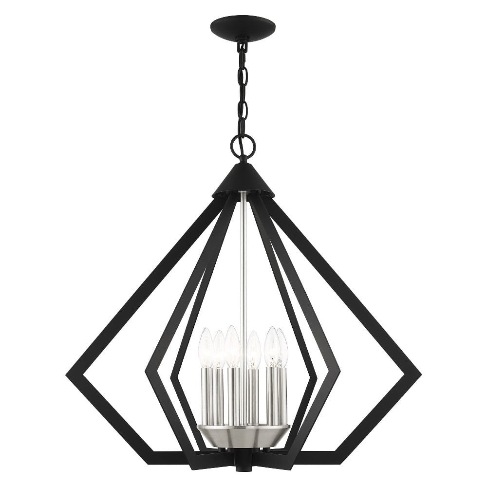 Prism 6-Light Black and Nickel Steel Chandelier