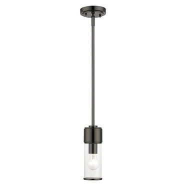17140-46-Livex Lighting-Quincy - 1 Light Mini Pendant In Contemporary Style-18.5 Inches Tall and 4.75 Inches Wide-Black Chrome Finish    -Traditional