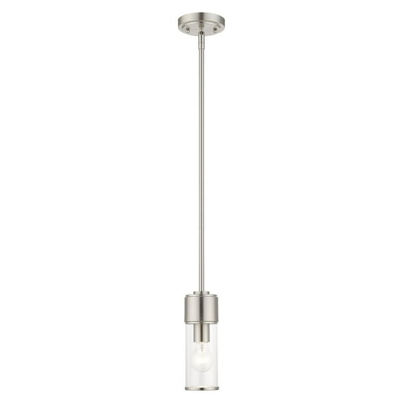 17140-91-Livex Lighting-Quincy - 1 Light Mini Pendant In Contemporary Style-18.5 Inches Tall and 4.75 Inches Wide-Brushed Nickel Finish
