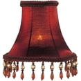 thumbnail image 1 of Livex Lighting Red Silk Bell Clip Shade with Amber Beads, 1 of 4