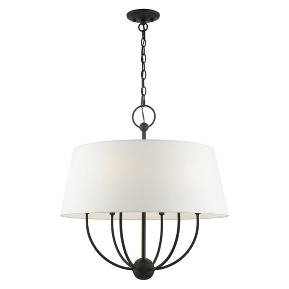 49846-04 Livex Lighting Ridgecrest - 6 Light Pendant in New Traditional Style - 24 Inches wide by 25.5 Inches high-Black Finish    -Traditional