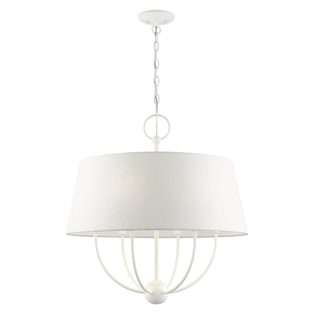 Ridgecrest Transitional 6-Light White Drum Pendant Chandelier