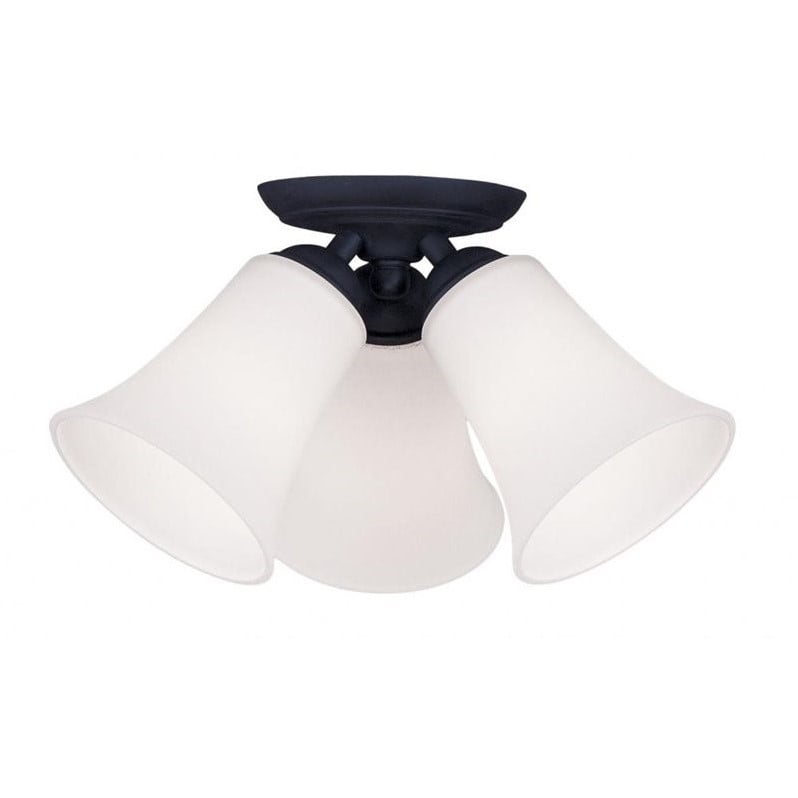 Ridgedale Satin Opal 3-Light Black Flush Mount Ceiling Fixture