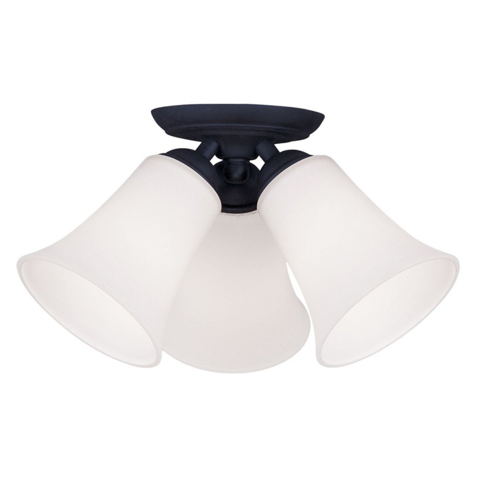 Ridgedale Satin Opal 3-Light Black Flush Mount Ceiling Fixture