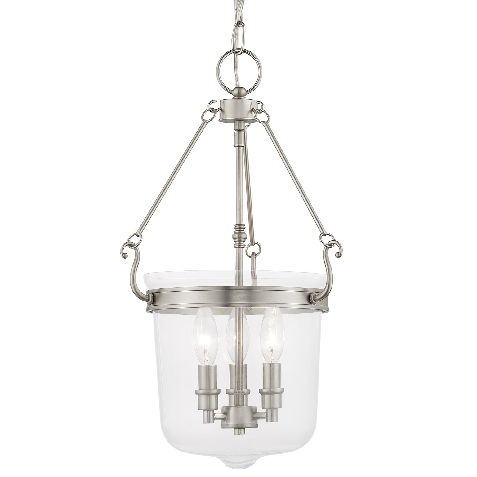 Rockford 12" Brushed Nickel Jar Pendant Light with Clear Glass Shade