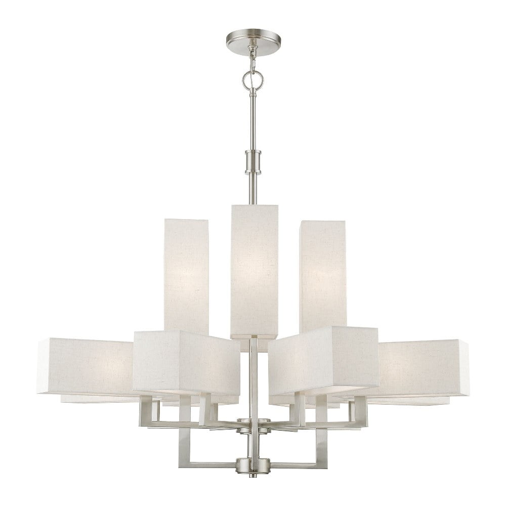 Elegant Brushed Nickel 12-Light Chandelier with Crystal Accents