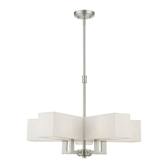 42665-91 Livex Lighting Rubix - 5 Light Chandelier In Contemporary Style-20.75 Inches Tall and 26 Inches Wide-Brushed Nickel Finish-Oatmeal/White
