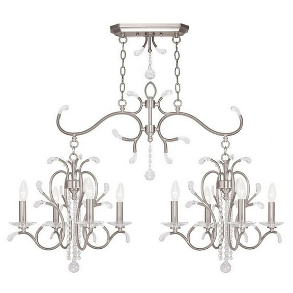 51007-71 Livex Lighting Serafina - 8 Light Linear Chandelier-29 Inches Tall and 20 Inches Wide-Hand Applied Venetian Golden Bronze Finish