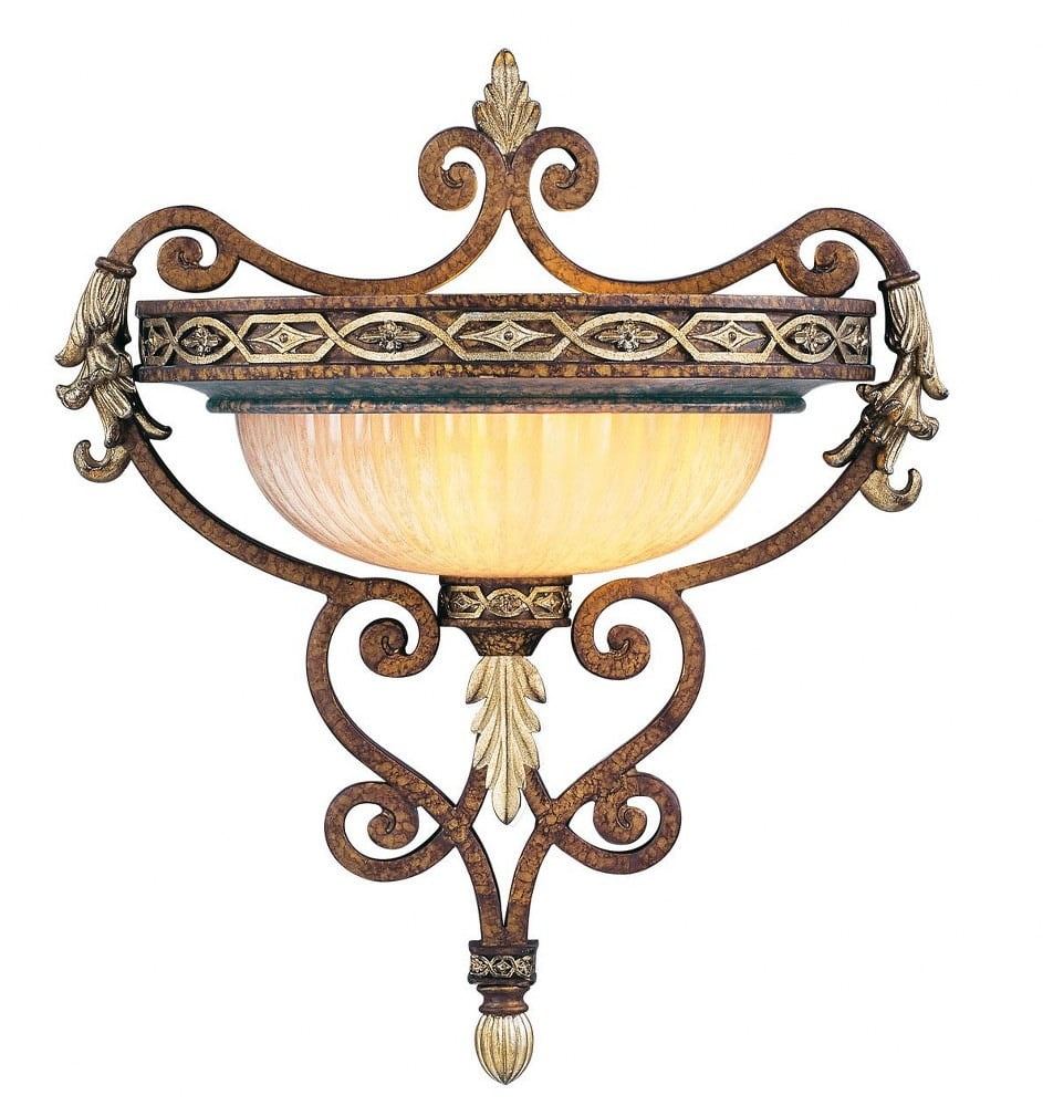 Palacial Bronze Gilded 1-Light Wall Sconce with Gold Dusted Art Glass