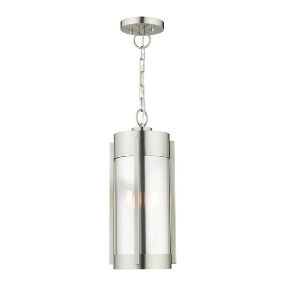 22385-91 Livex Lighting Sheridan - 2 Light Outdoor Pendant Lantern in Contemporary Style - 7.5 Inches wide by 18 Inches high-Brushed Nickel Finish