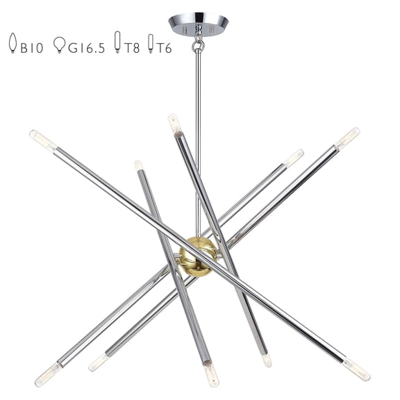 47006-52 Livex Lighting Soho - 10 Light Chandelier-26 Inches Tall and 28 Inches Wide-Polished Chrome/Polished Brass Finish
