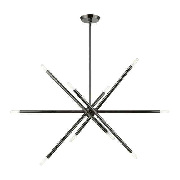 46777-46 Livex Lighting Soho - 10 Light Linear Chandelier In Modern Style-24 Inches Tall and 12 Inches Wide-Black Chrome Finish    -Traditional