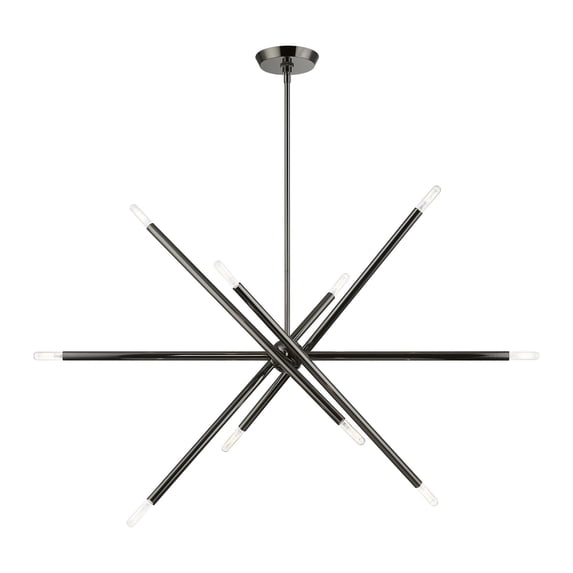 46777-46 Livex Lighting Soho - 10 Light Linear Chandelier In Modern Style-24 Inches Tall and 12 Inches Wide-Black Chrome Finish -Traditional
