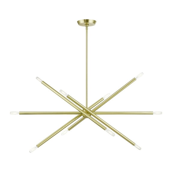 46777-12 Livex Lighting Soho - 10 Light Linear Chandelier In Modern Style-24 Inches Tall and 12 Inches Wide-Satin Brass Finish -Traditional