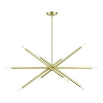 46777-12-Livex Lighting-Soho - 10 Light Linear Chandelier In Modern Style-24 Inches Tall and 12 Inches Wide-Satin Brass Finish    -Traditional