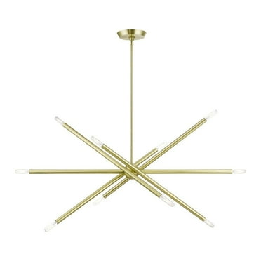 46777-12-Livex Lighting-Soho - 10 Light Linear Chandelier In Modern Style-24 Inches Tall and 12 Inches Wide-Satin Brass Finish    -Traditional