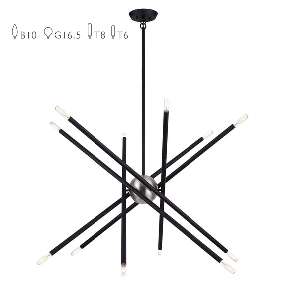 47007-04 Livex Lighting Soho - 12 Light Large Chandelier-35.5 Inches Tall and 36 Inches Wide-Black Finish