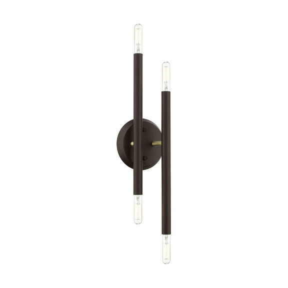 46771-07 Livex Lighting Soho - 4 Light ADA Wall Sconce In Modern Style-17 Inches Tall and 5.13 Inches Wide-Bronze/Antique Brass Finish