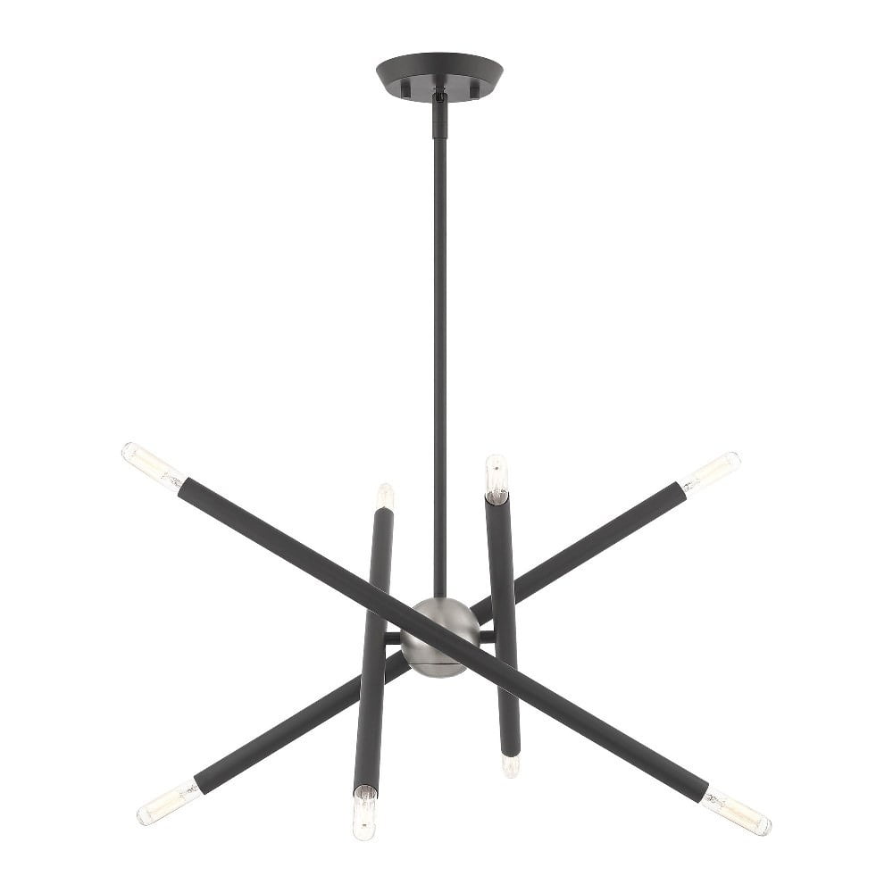 Scandinavian Gray Brass Mini Crystal 8-Light Chandelier