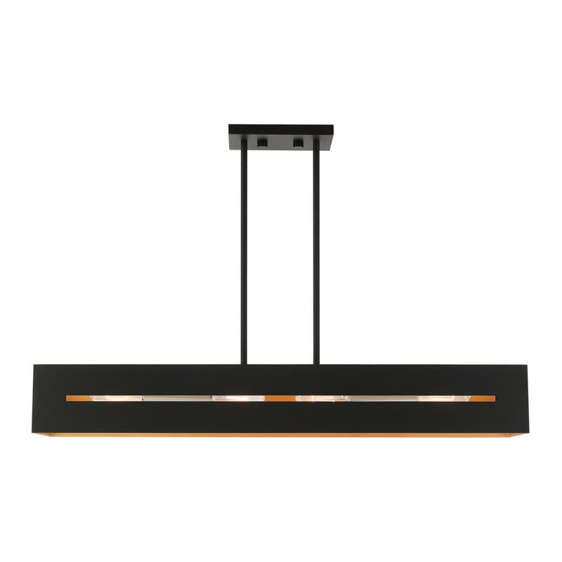 Soma Textured Black and Brushed Nickel 4-Light Linear Chandelier