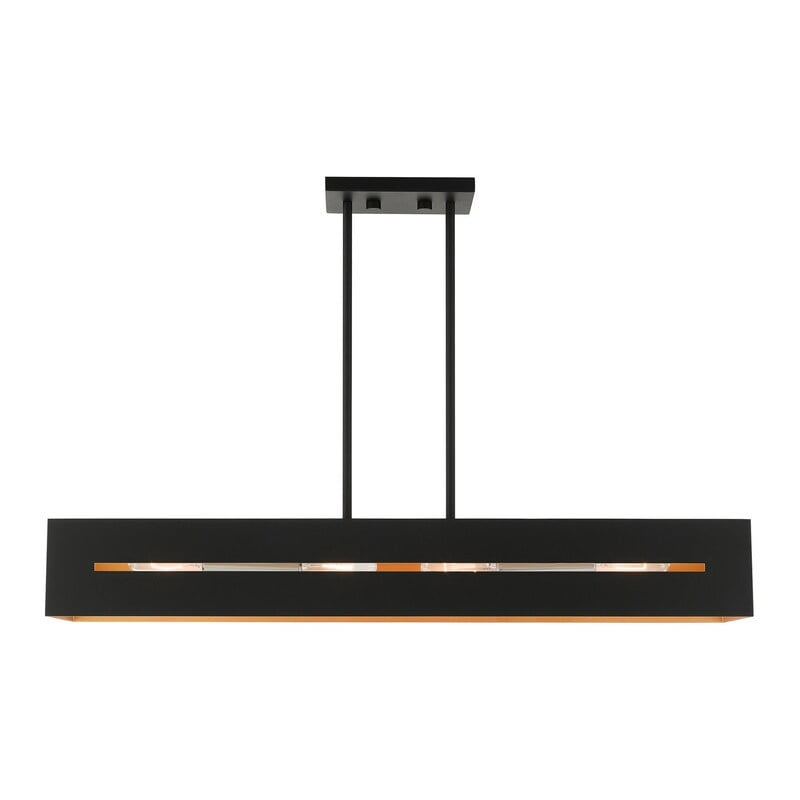 Soma Textured Black and Brushed Nickel 4-Light Linear Chandelier