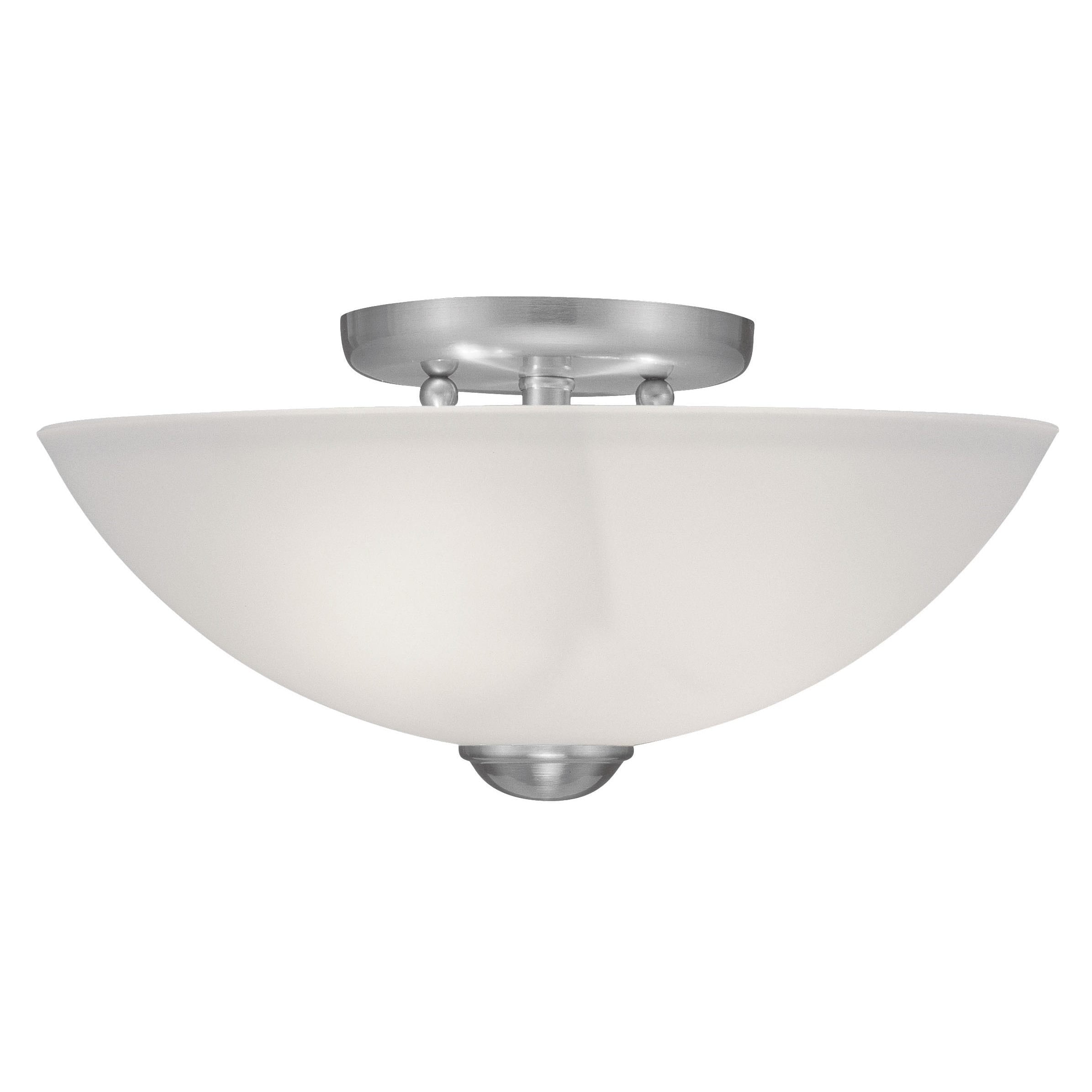 Somerset Brushed Nickel 2-Light Semi Flush Mount with Satin Glass