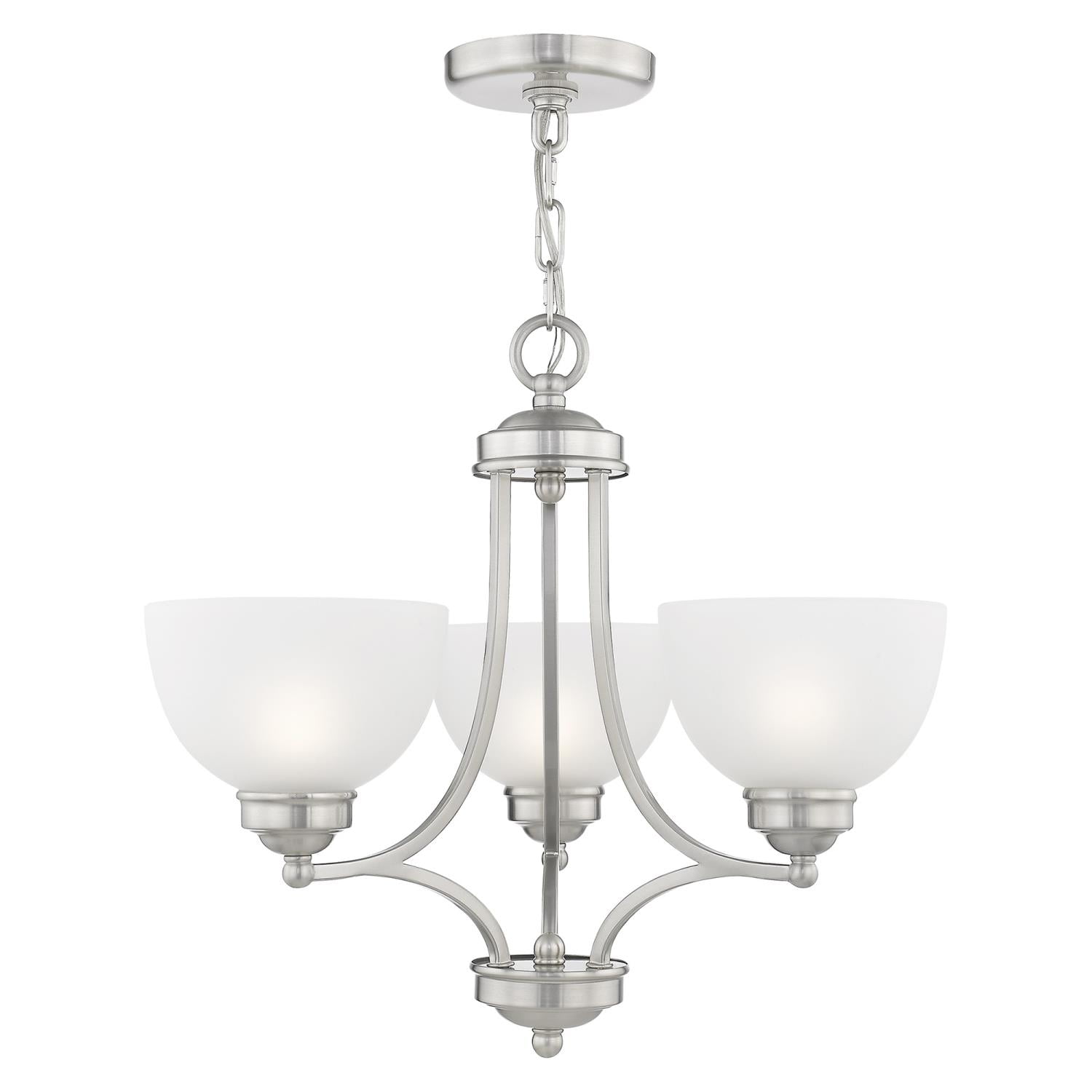 Somerset Brushed Nickel 3-Light Chandelier with Satin Glass